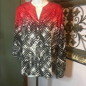 Calvin Klein Red and Black Chevy Patterned Women's button up shirt Sz M